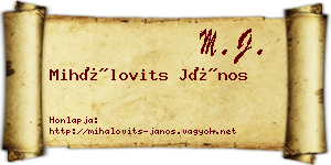 Mihálovits János névjegykártya