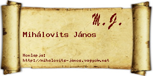 Mihálovits János névjegykártya