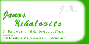 janos mihalovits business card
